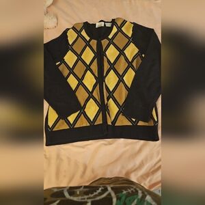 Black Geometric Pattern Cardigan‎